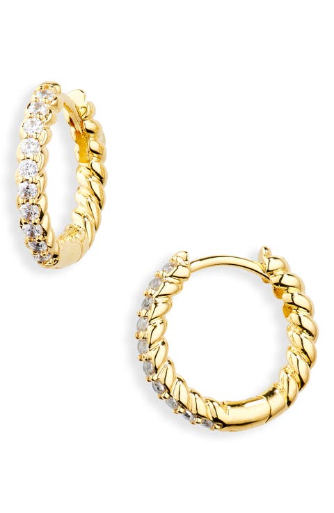 Demi Fine Pavé Twisted Huggie Hoop Earrings