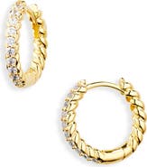 NORDSTROM RACK Demi Fine Pavé Twisted Huggie Hoop Earrings