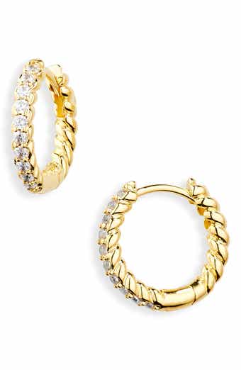 NORDSTROM RACK Demi Fine Pavé Twisted Huggie Hoop Earrings