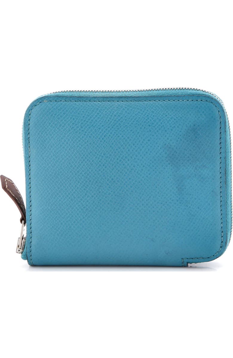 Pre-Owned Hermes Azap Zip Around Wallet Silk'in Epsom Compact, Main, color, Bleu Paon