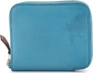 Pre-Owned Hermes Azap Zip Around Wallet Silk'in Epsom Compact