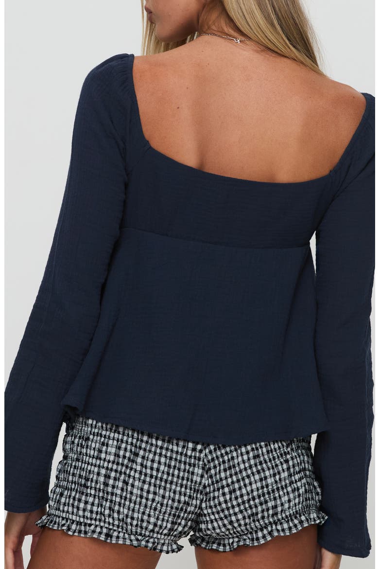 Khalea Long Sleeve Babydoll Top, Alternate, color, NAVY