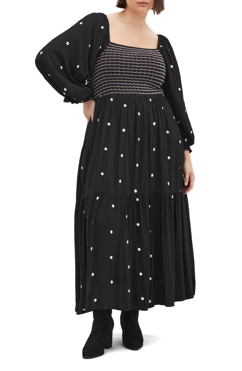 City Chic Kai Long Sleeve Maxi Dress, Main, color, Black