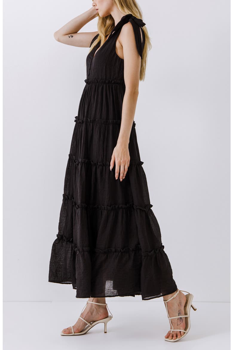 Tiered Maxi Dress, Alternate, color, BLACK