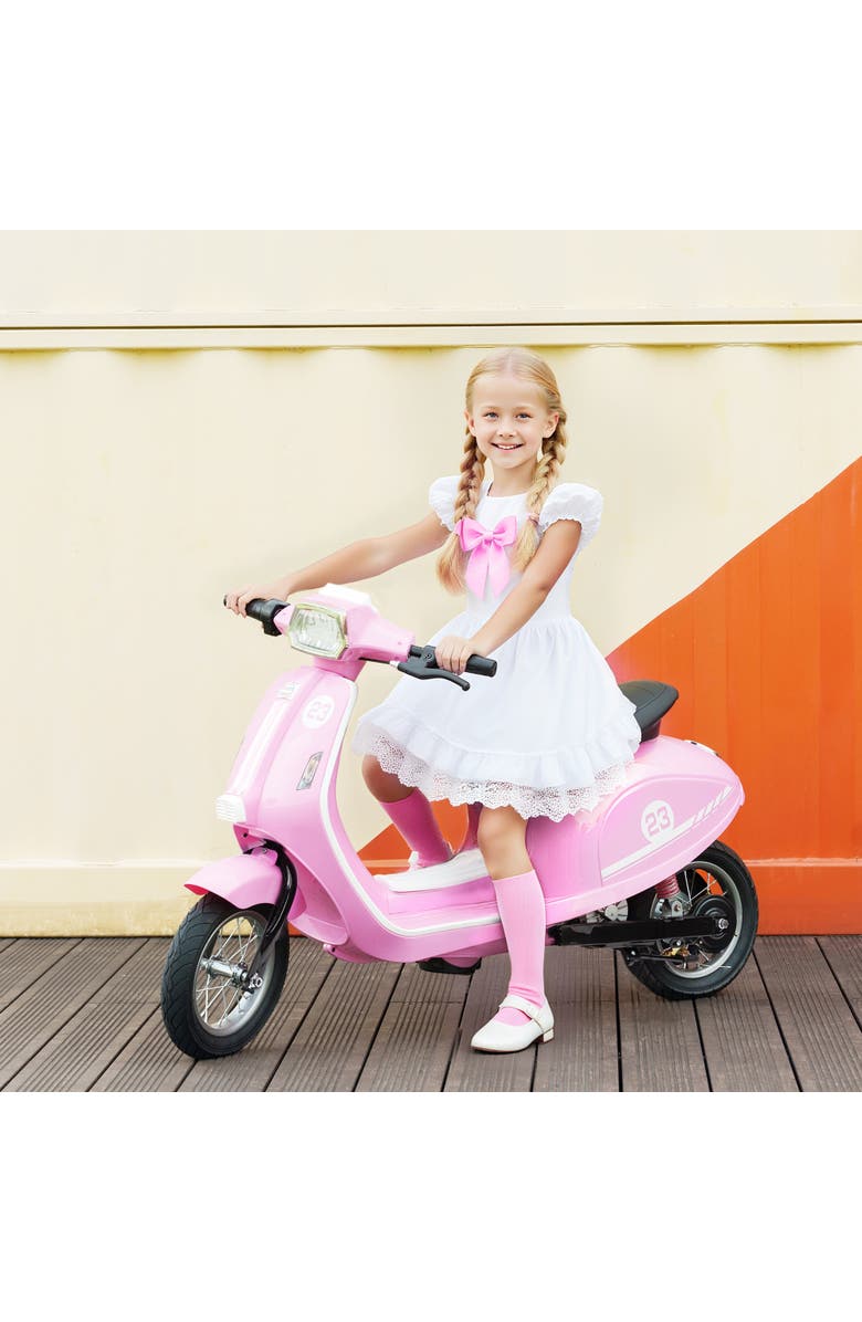 Qaba Kids Electric Motorcycle, Suspension, LED, 3-Speed, Alternate, color, Pink