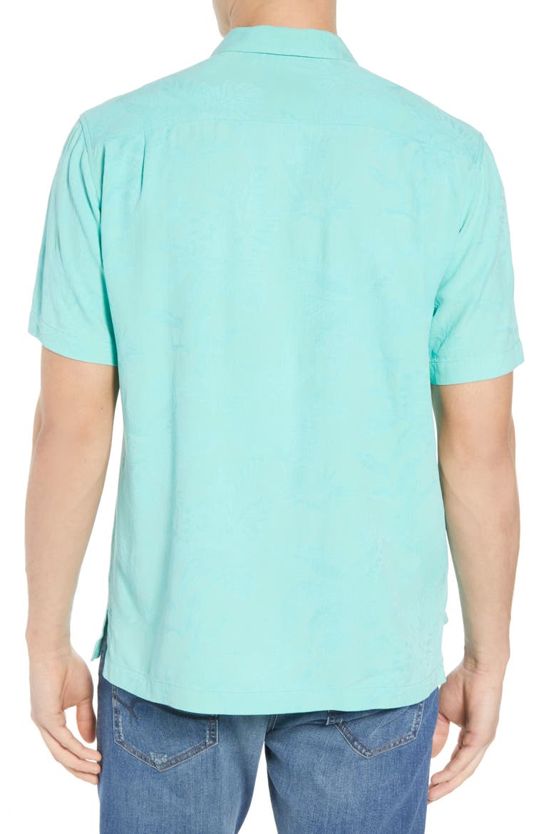 St Lucia Fronds Silk Camp Shirt, Alternate, color, MINT MOJITO