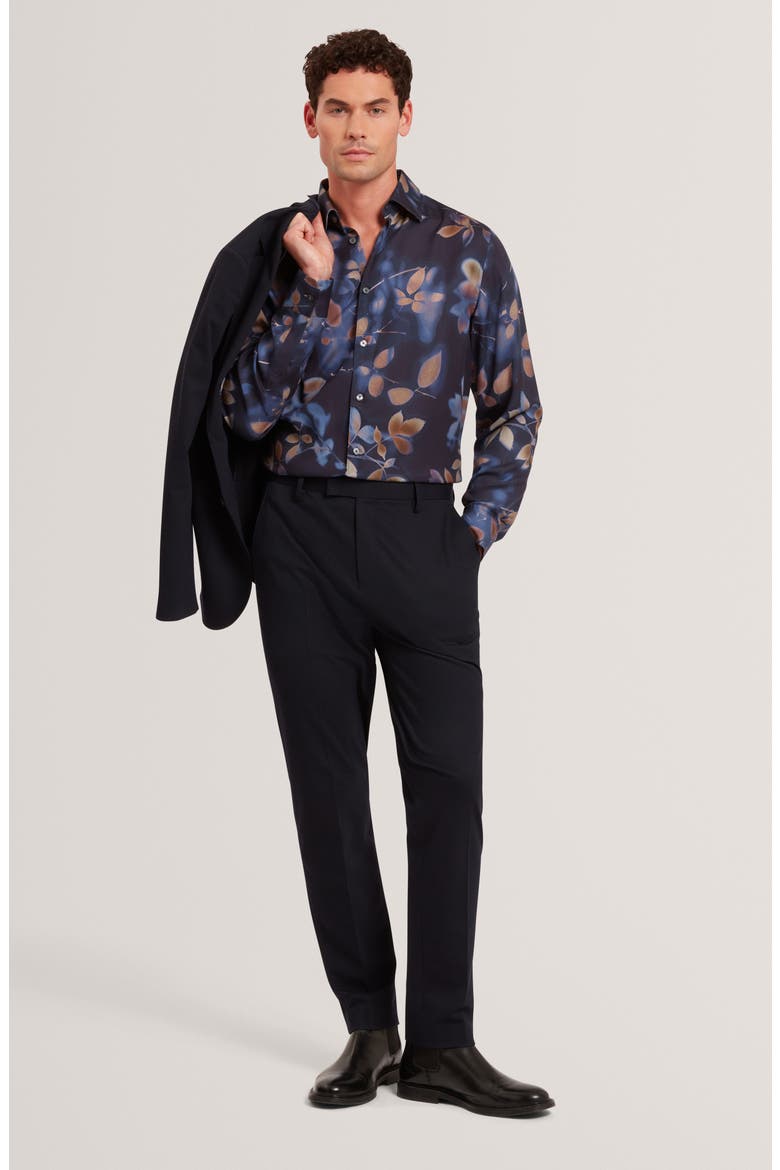 Kalmill Print Button-Up Shirt, Alternate, color, NAVY