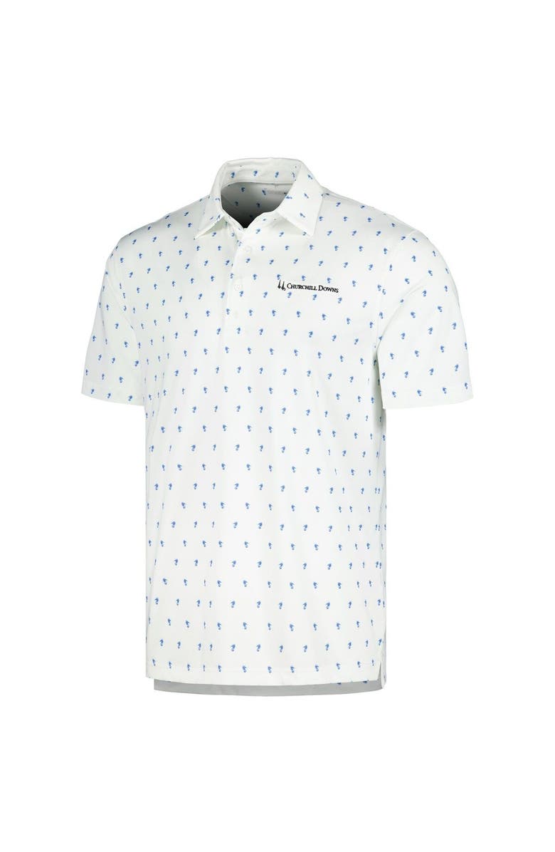 Full Turn Men's White Churchill Downs The Whichway Print Polo, Alternate, color, 