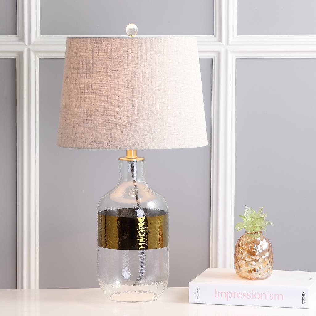 Jonathan Y Stevens 25.5" Glass Led Table Lamp In Gold/clear