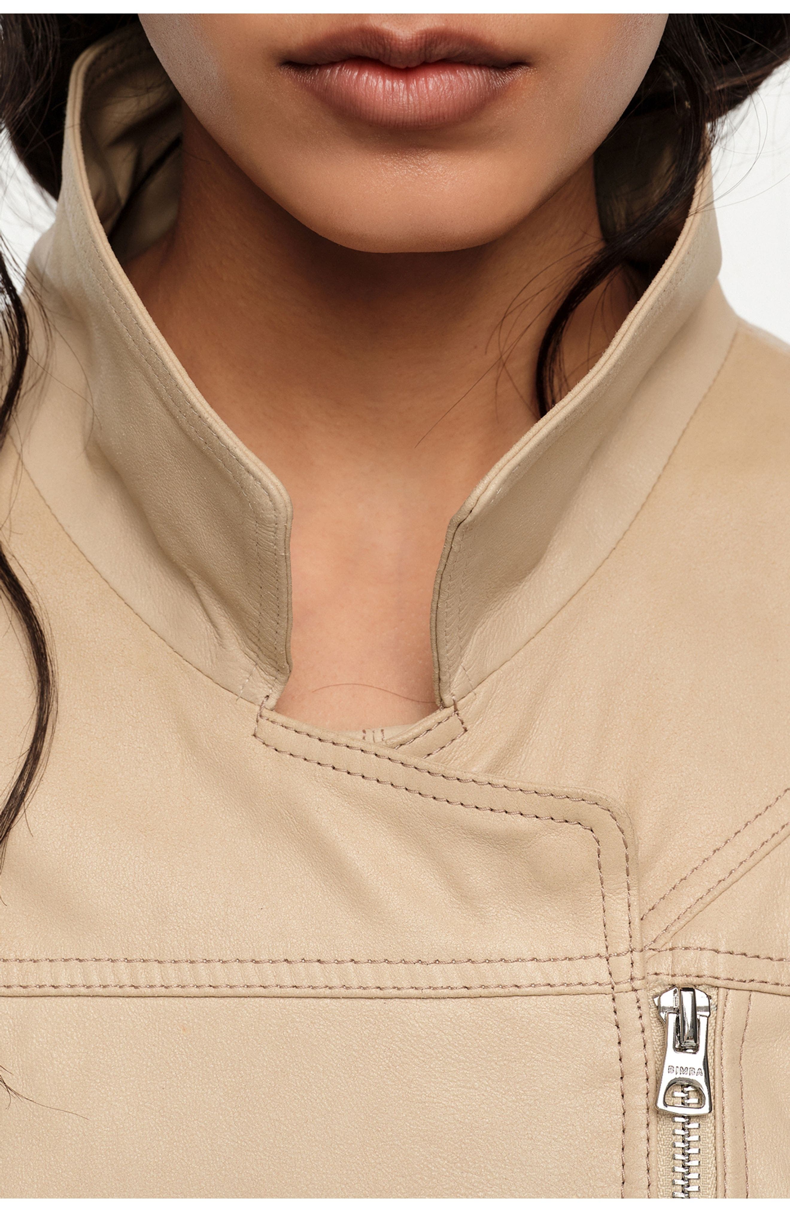 Double-breasted leather jacket with adjustable detailing - image 2