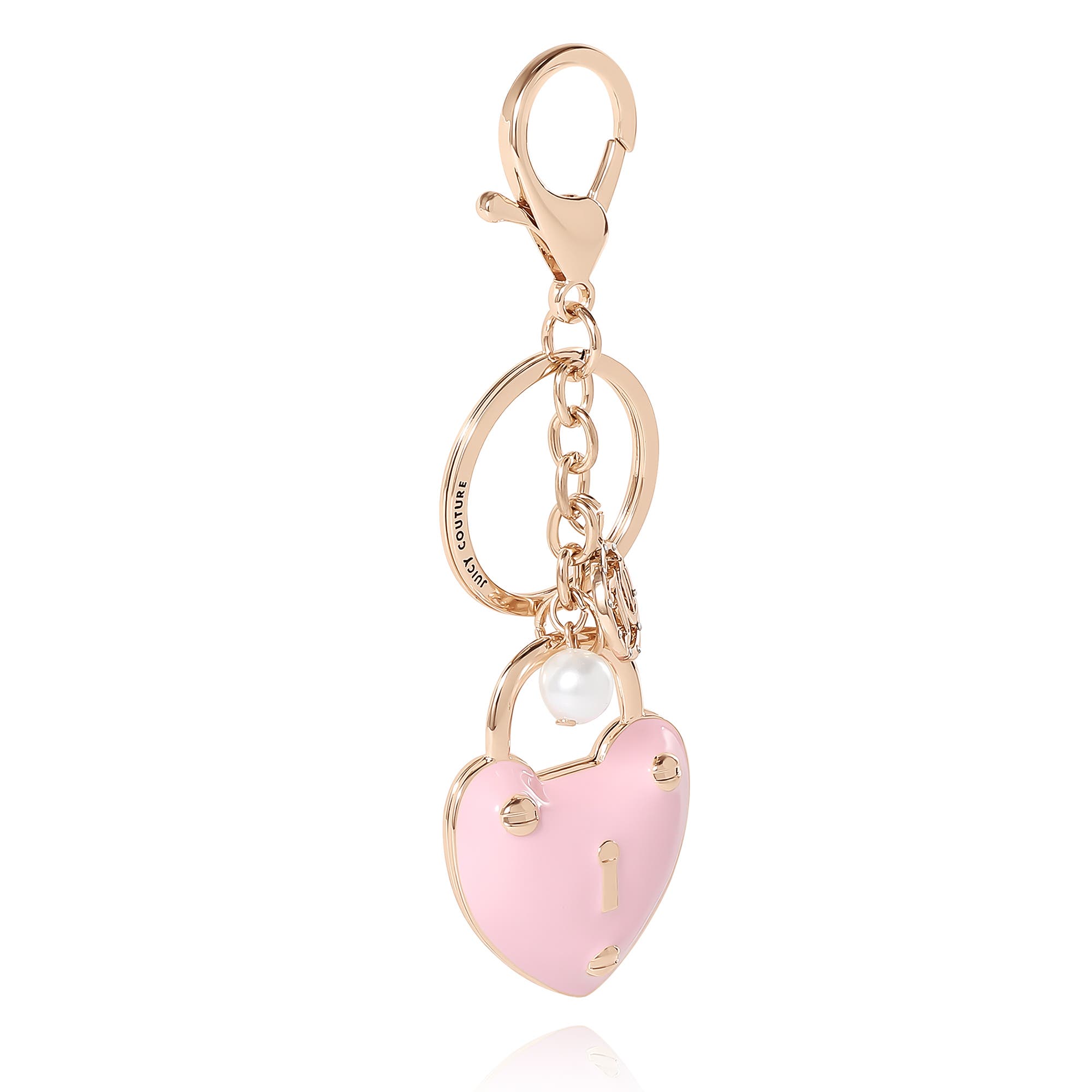 Juicy Couture Heart Lock Keychain, Alternate, color, Rose Gold, Pink