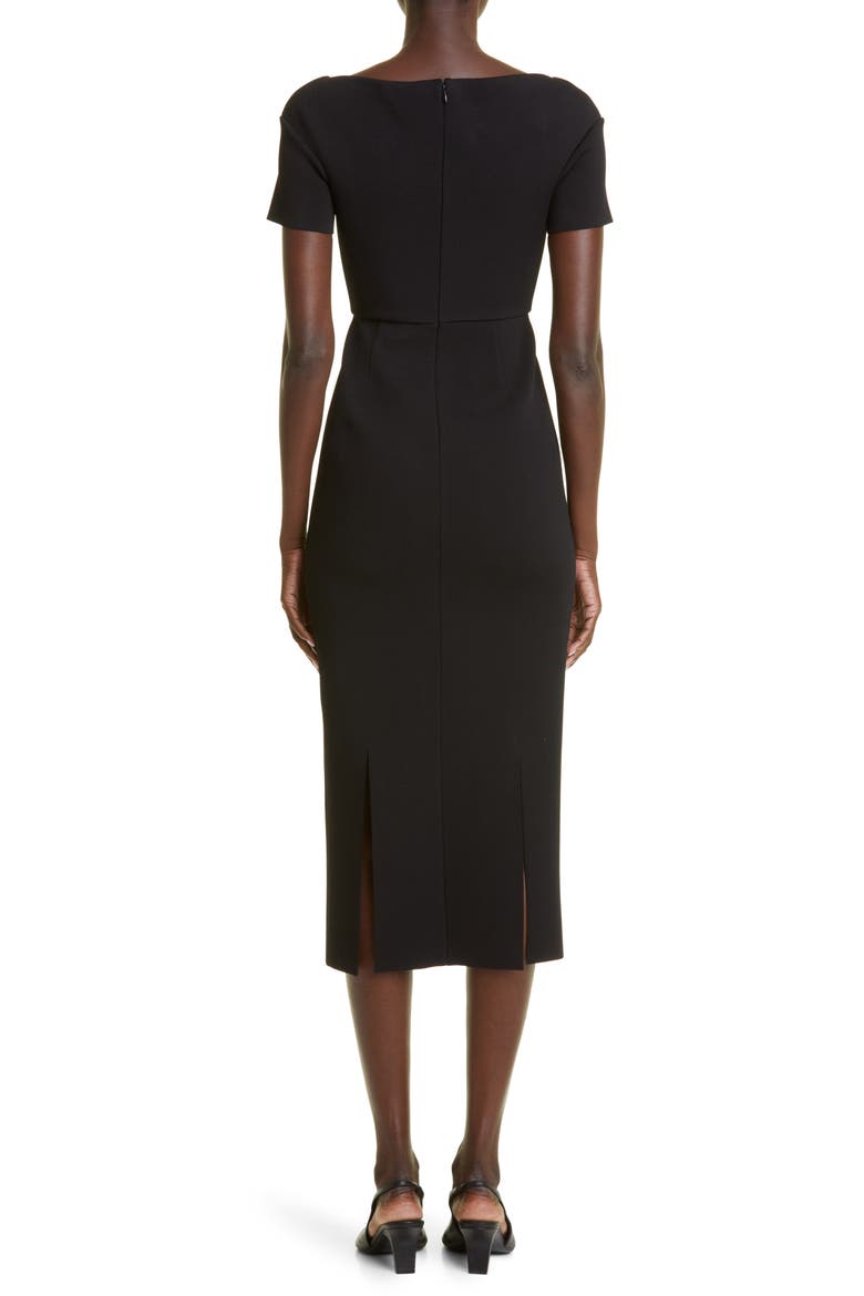 Sweetheart Neck Milano Knit Midi Dress, Alternate, color, BLACK