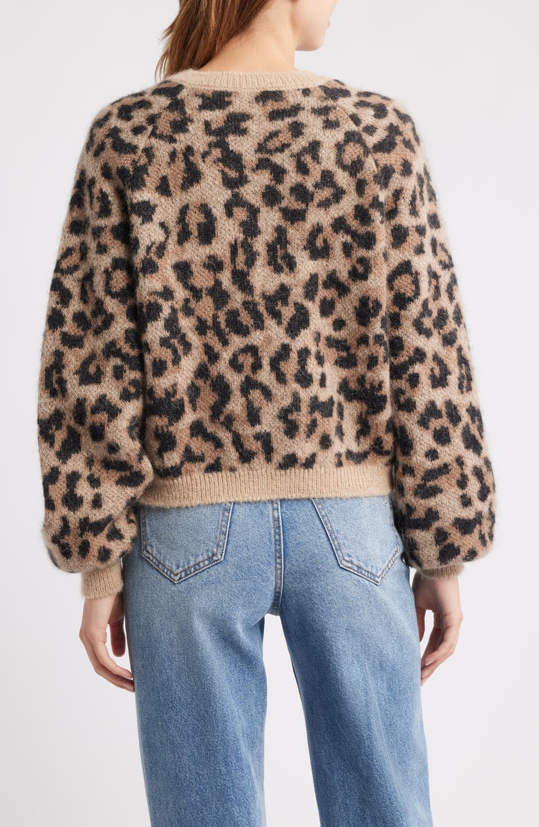 THE GREAT. The Windsor Leopard Cardigan, Alternate, color, Leopard