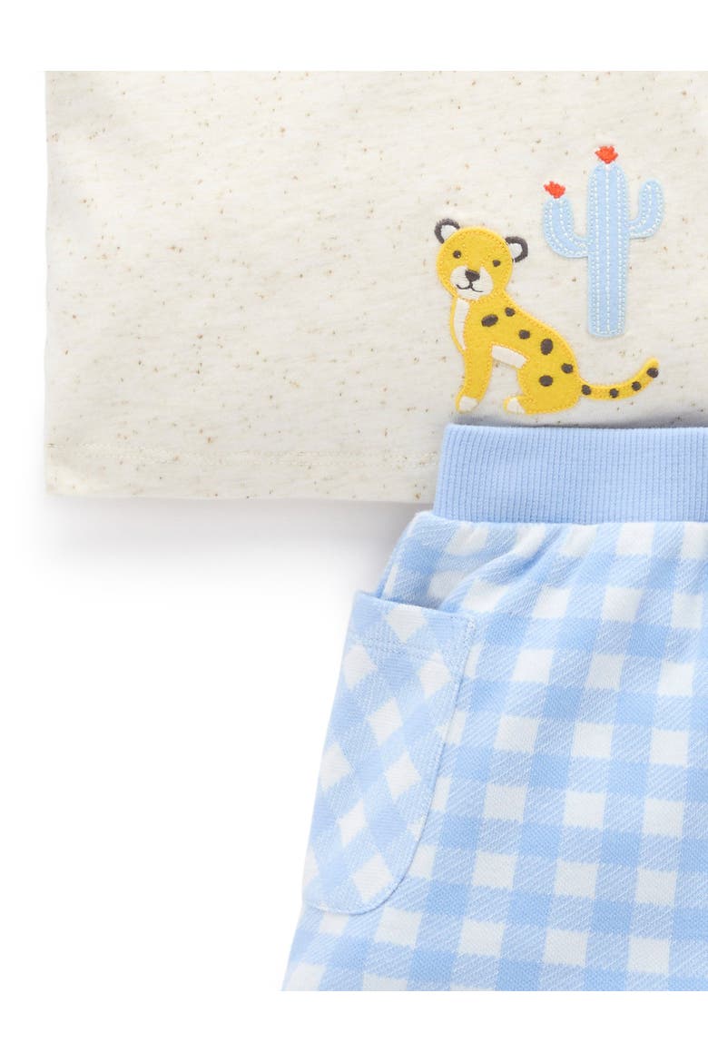 Gingham Short and Tee Set, Alternate, color, Caribbean Gingham