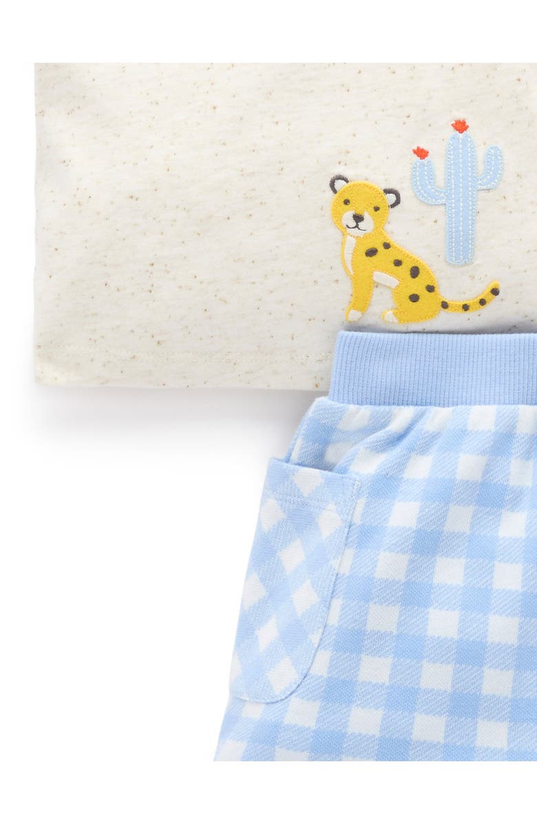 Purebaby Gingham Short and Tee Set, Alternate, color, Caribbean Gingham