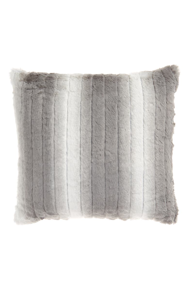 Nordstrom Stripe Faux Rabbit Fur Accent Pillow, Main, color, 