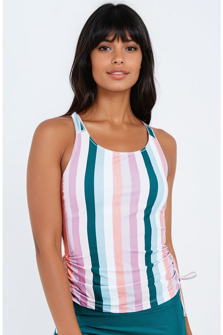 Maya Tankini Swim Top With Built-in Bra, Main, color, Multi Stripe