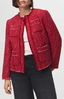 MANGO Frayed Tweed Jacket