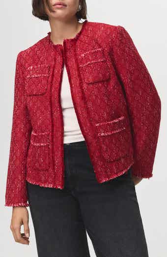 MANGO Frayed Tweed Jacket