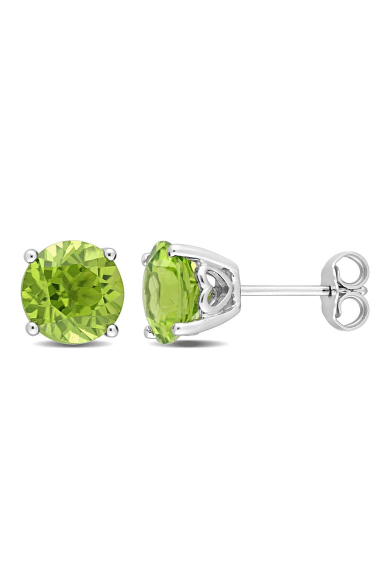 Sterling Silver Round Peridot Stud Earrings, Main, color, GREEN