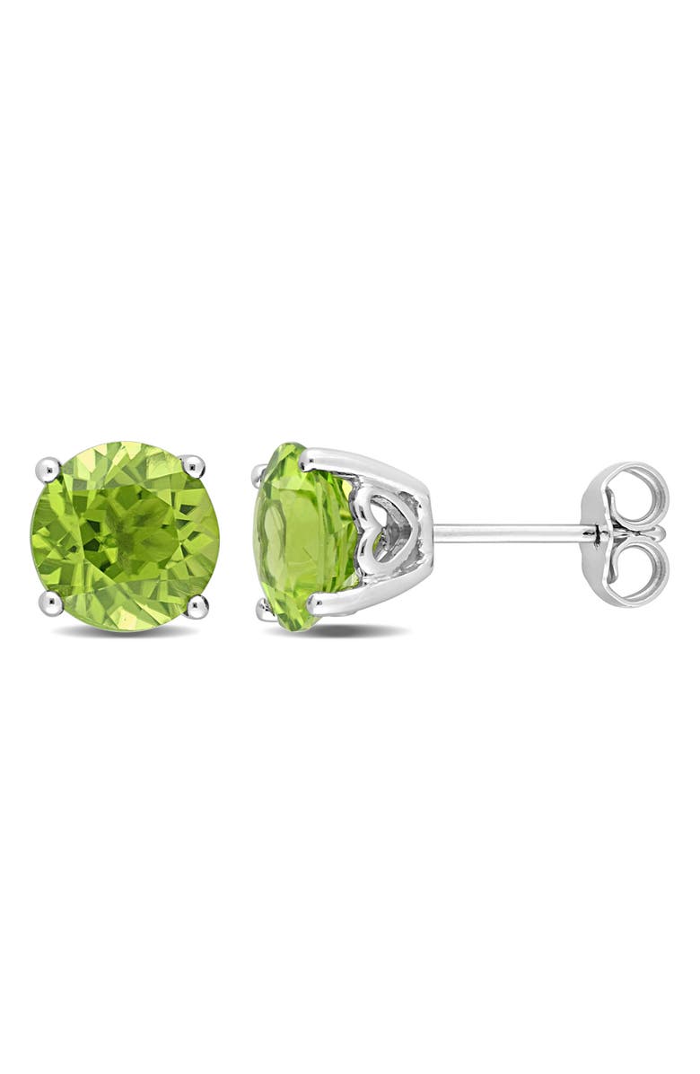 DELMAR Sterling Silver Round Peridot Stud Earrings, Main, color, Green