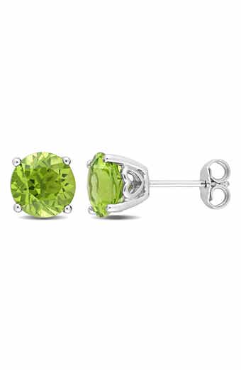 Sterling Silver Round Peridot Stud Earrings