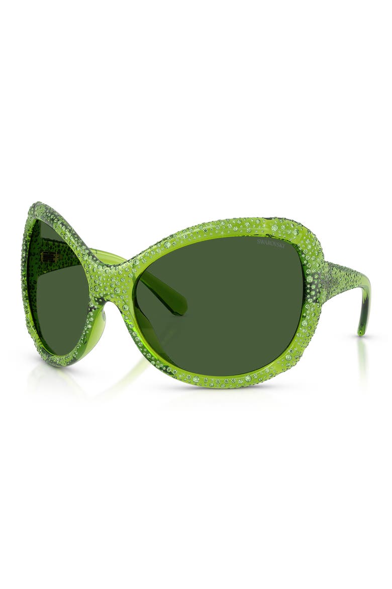 72mm Butterfly Sunglasses, Alternate, color, TRANSPARENT GREEN / DARK GREEN