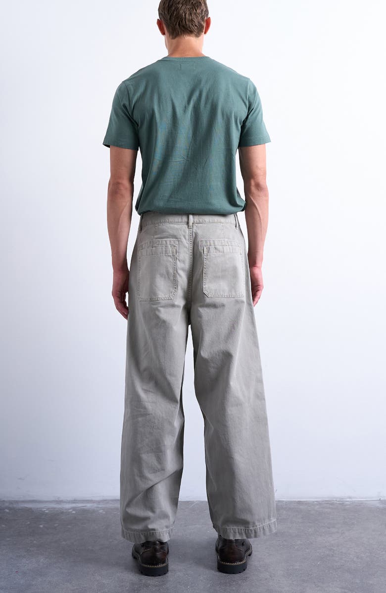 Topman Herringbone Pleated Barrel Pants, Alternate, color, Stone