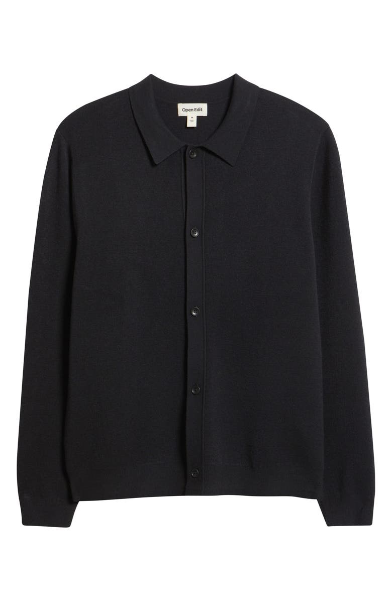 Open Edit Polo Cardigan, Alternate, color, Black Caviar