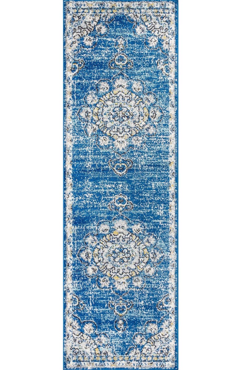 JONATHAN Y Bohemian FLAIR Boho Vintage Medallion Area Rug, Alternate, color, Blue/Cream
