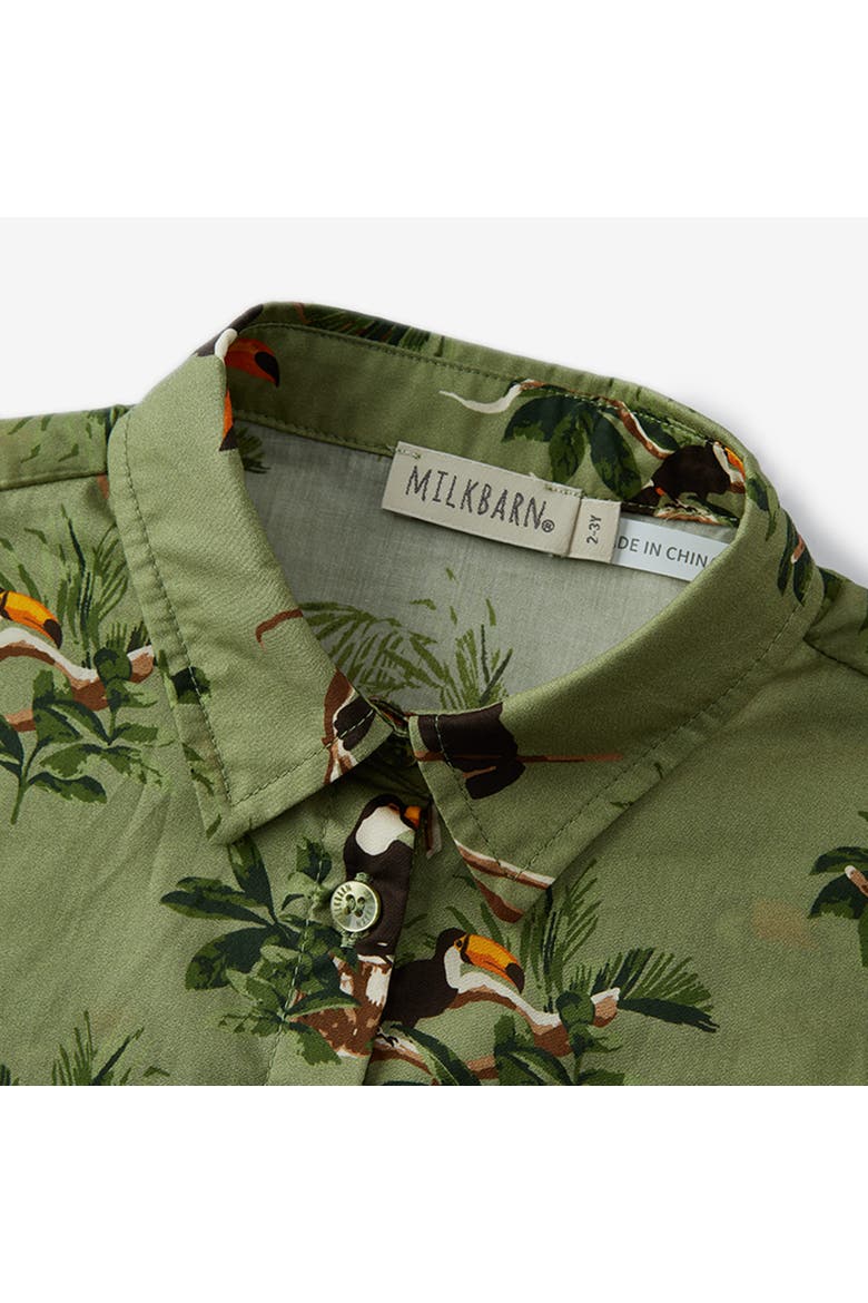 Collar Button-Up Shirt and Shorts Set, Alternate, color, Toucan