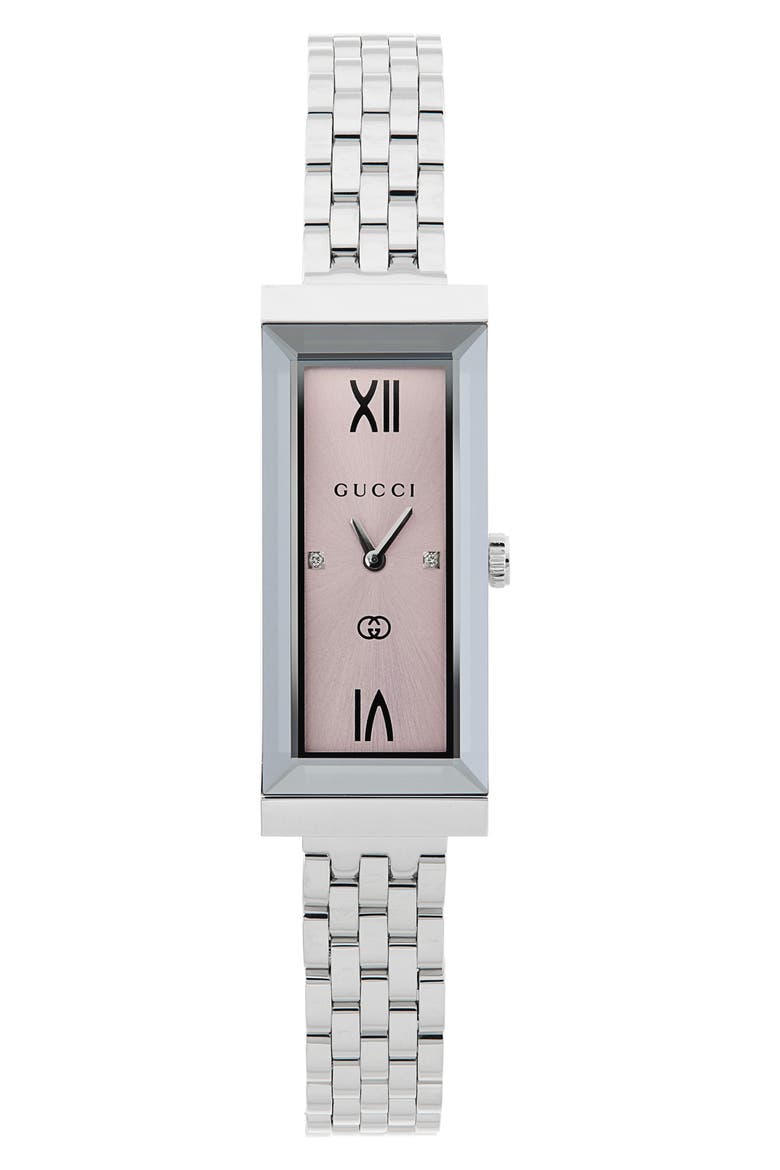G-Frame Bracelet Watch, Alternate, color, SILVER/PINK