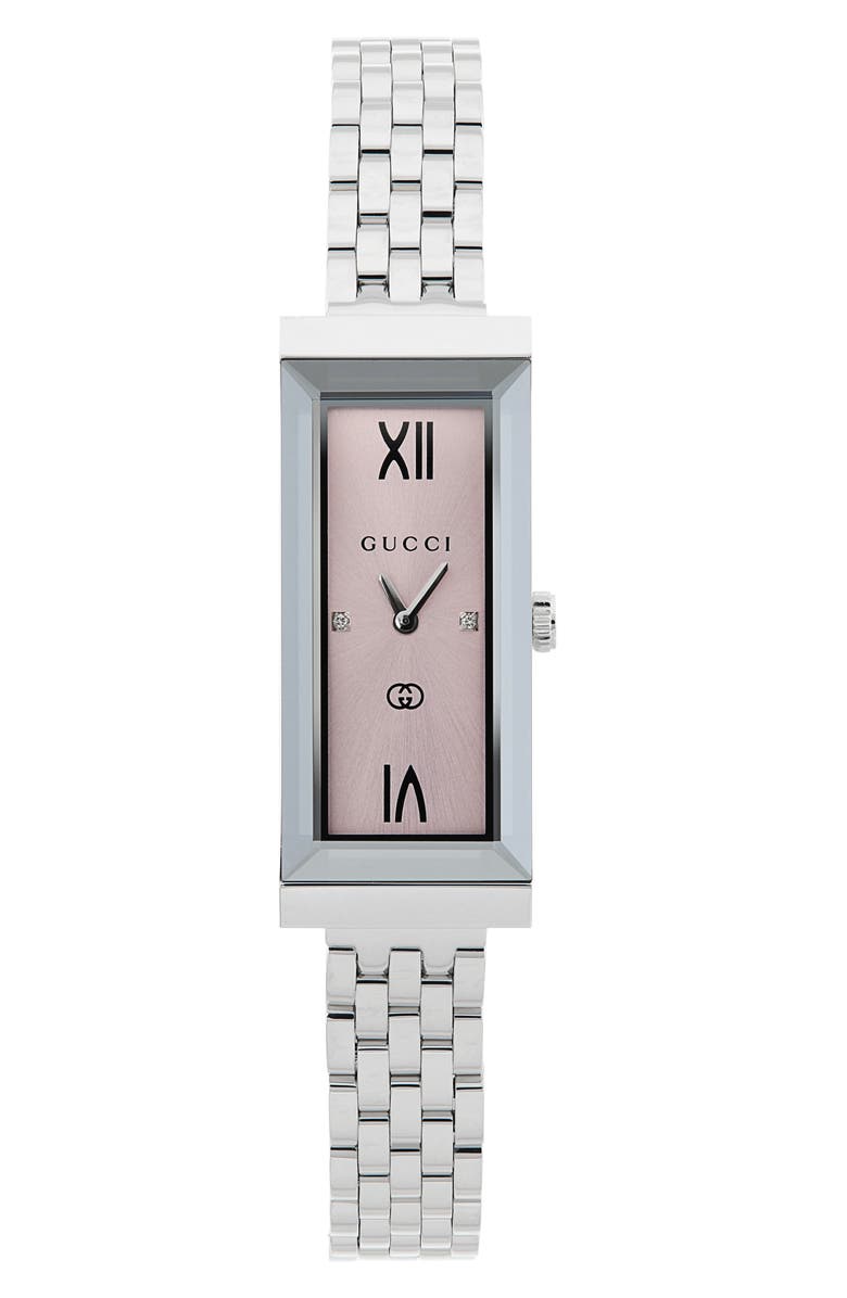 Gucci G-Frame Bracelet Watch, Alternate, color, Silver/Pink