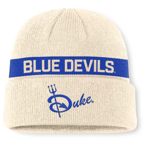 Nike Natural Duke Blue Devils Peak Primetime Utility Cuffed Knit Hat In Neutral