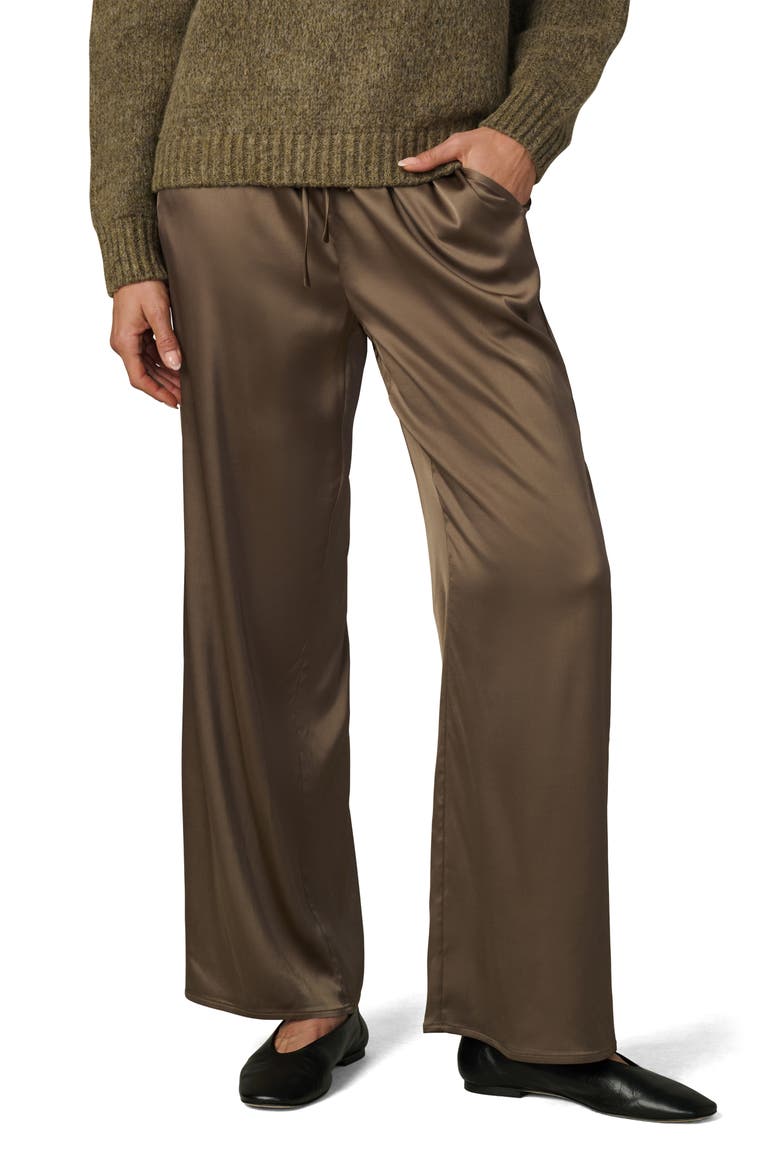 The Mina Satin Drawstring Wide Leg Pants, Main, color, PORTOBELLO