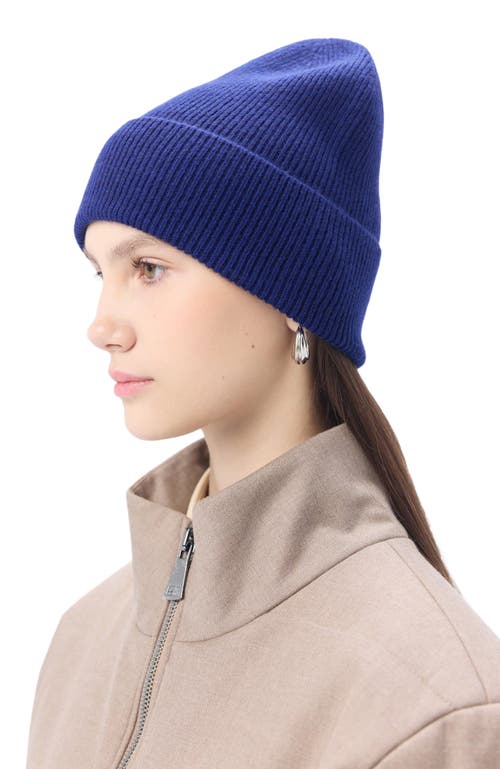 Gobi Mongolian Cashmere Cashmere Rib Knit Beanie In Deep Cobalt