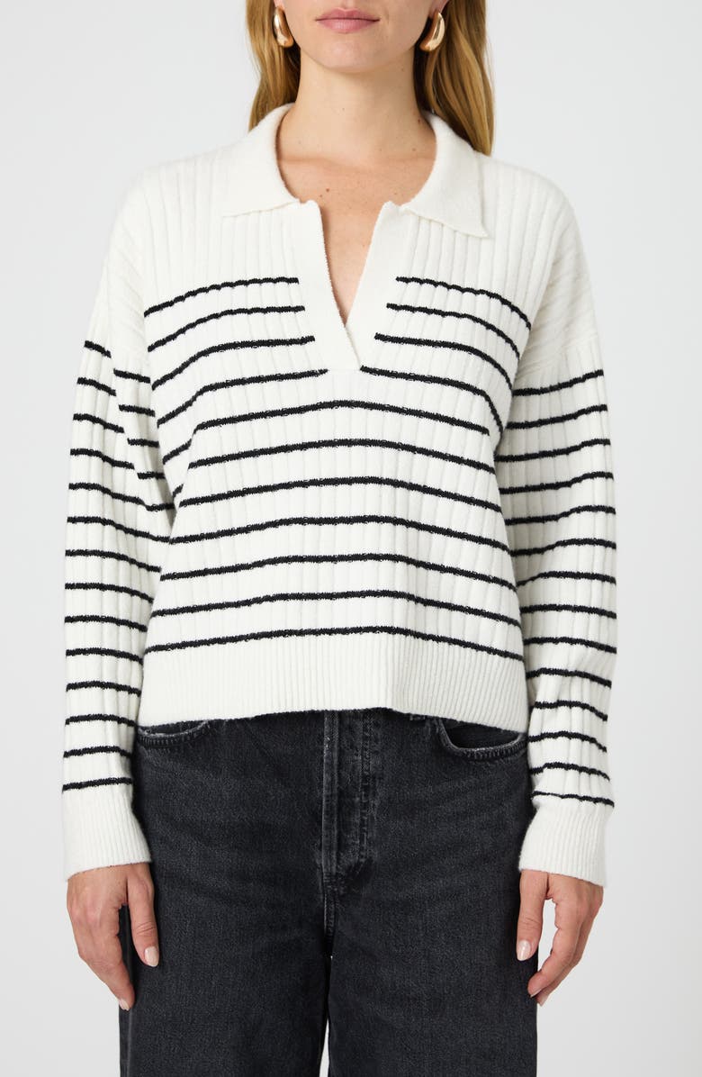 French Connection Vhari Stripe Rib Johnny Collar Sweater, Main, color,