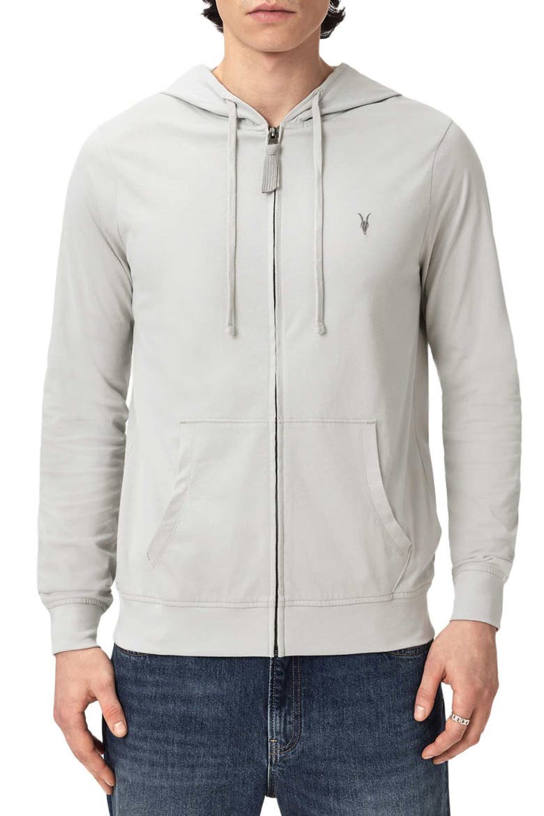 Brace Cotton Zip-Up Hoodie, Main, color, PEBBLE GREY