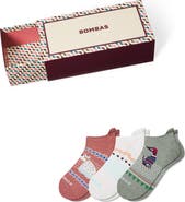 Bombas Holiday Assorted 3-Pack Cotton Blend Ankle Socks Gift Box