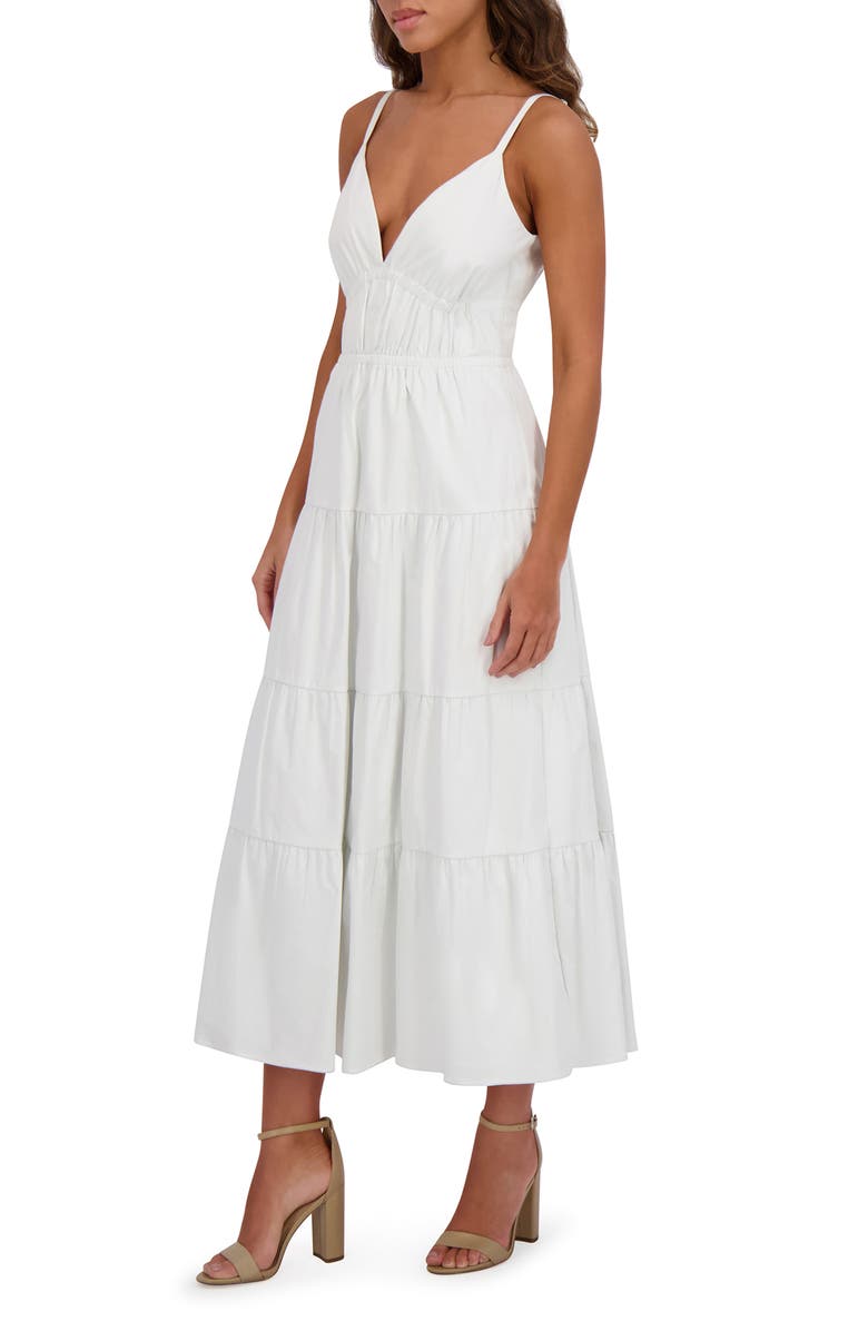 Siena Stretch Cotton Tiered Midi Dress, Alternate, color, White