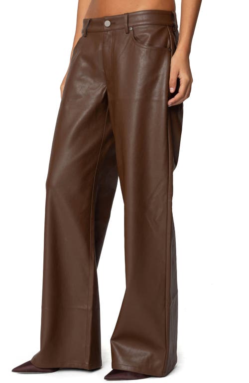 EDIKTED EDIKTED TATIANA LOW RISE WIDE LEG FAUX LEATHER PANTS