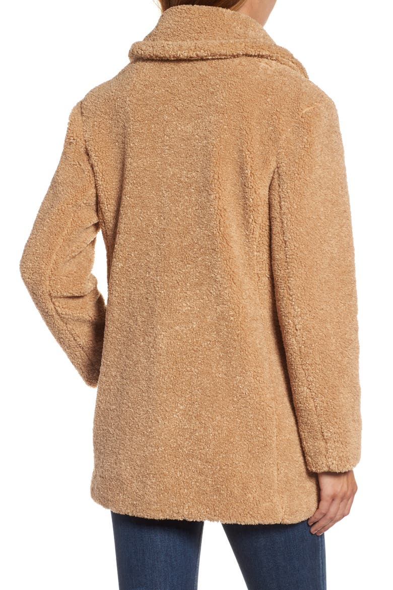 Teddy Bear Notch Collar Faux Fur Coat, Alternate, color, BUTTERSCOTCH