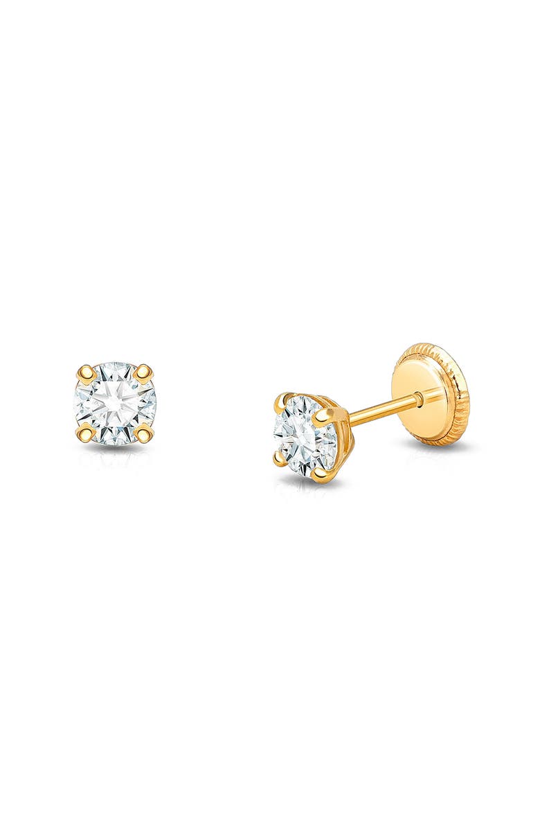 Tiny Blessings 14K Gold 4mm Crystal Birthstone Studs Screw Back Earrings, Main, color, 