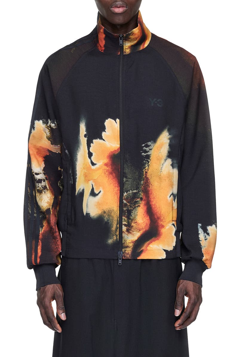 Y-3 Allover Print 3-Stripes Track Jacket, Main, color, Black/ Multicolor