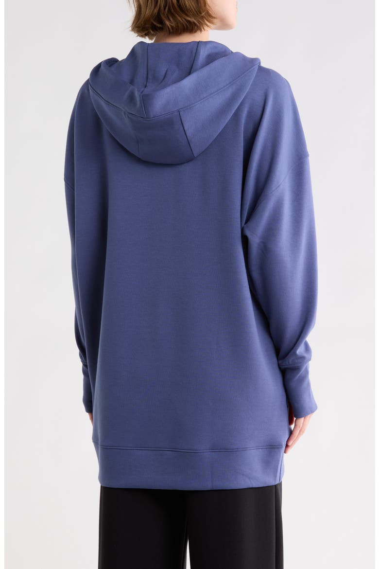 Side Pocket Open Front Fleece Hoodie, Alternate, color, BLUE INDIGO