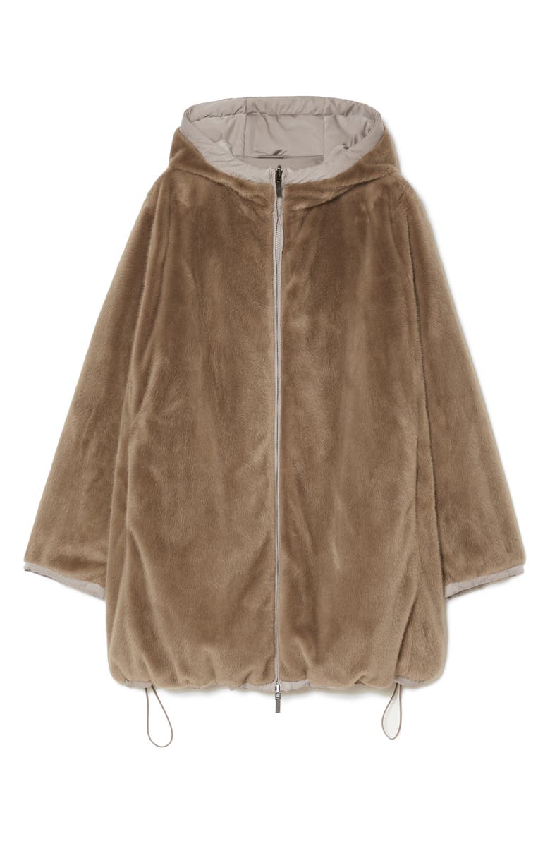 Marina Rinaldi Zuara Reversible Faux Fur Coat, Alternate, color, Beige