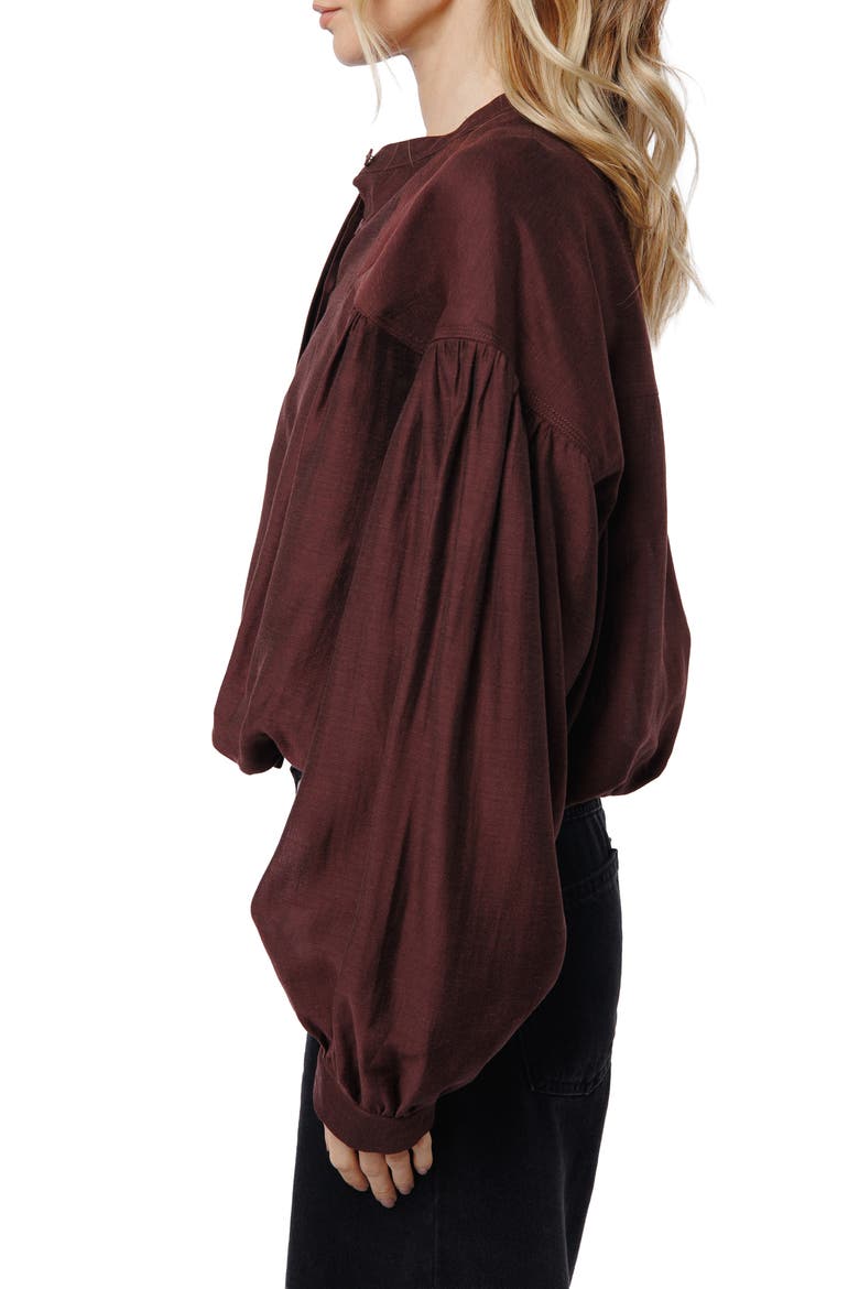 Doe Bubble Hem Top, Alternate, color, MAROON