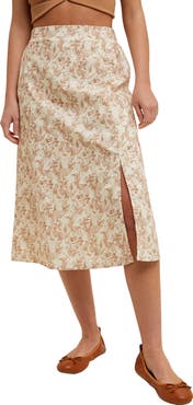 WISHLIST Floral Cotton Midi Skirt