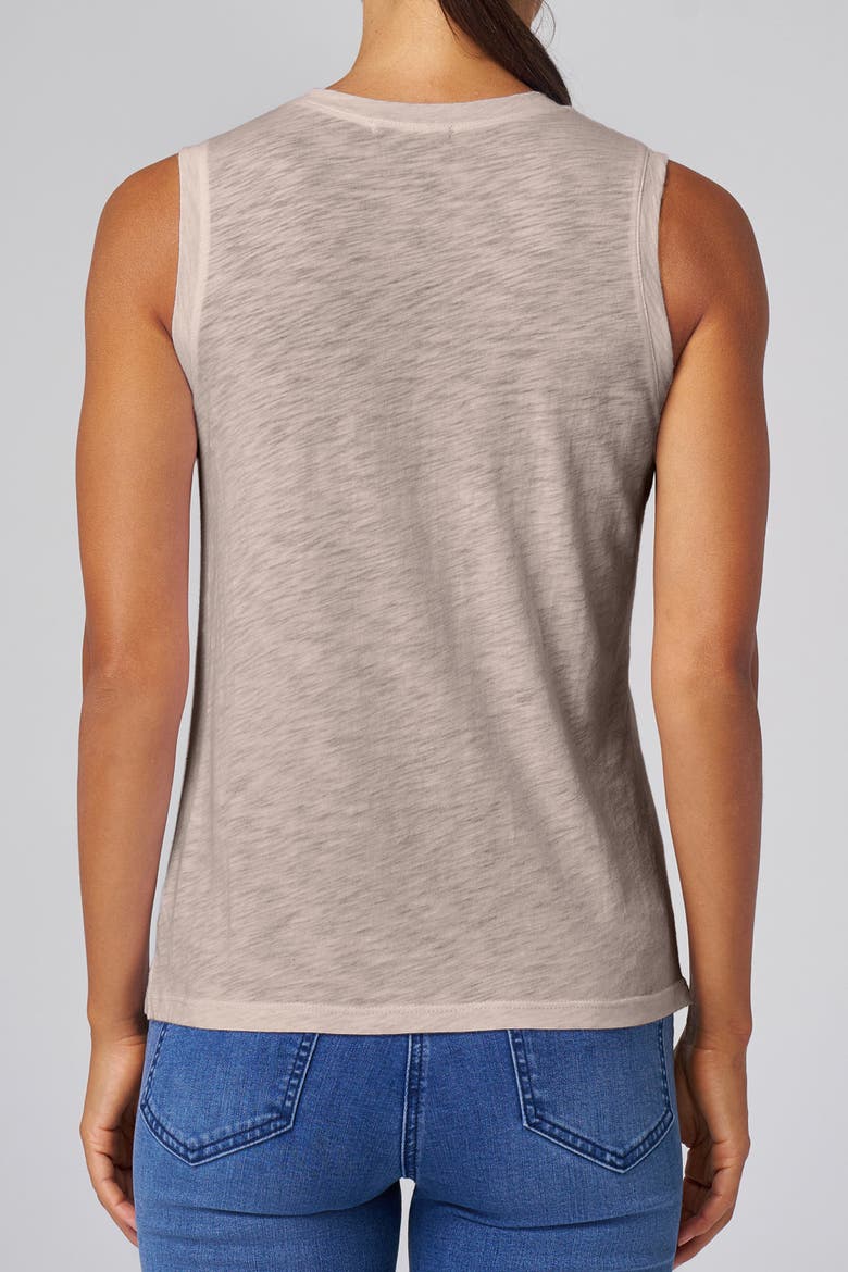 Slub Jersey V-Neck Sleeveless Tank, Alternate, color, Sand