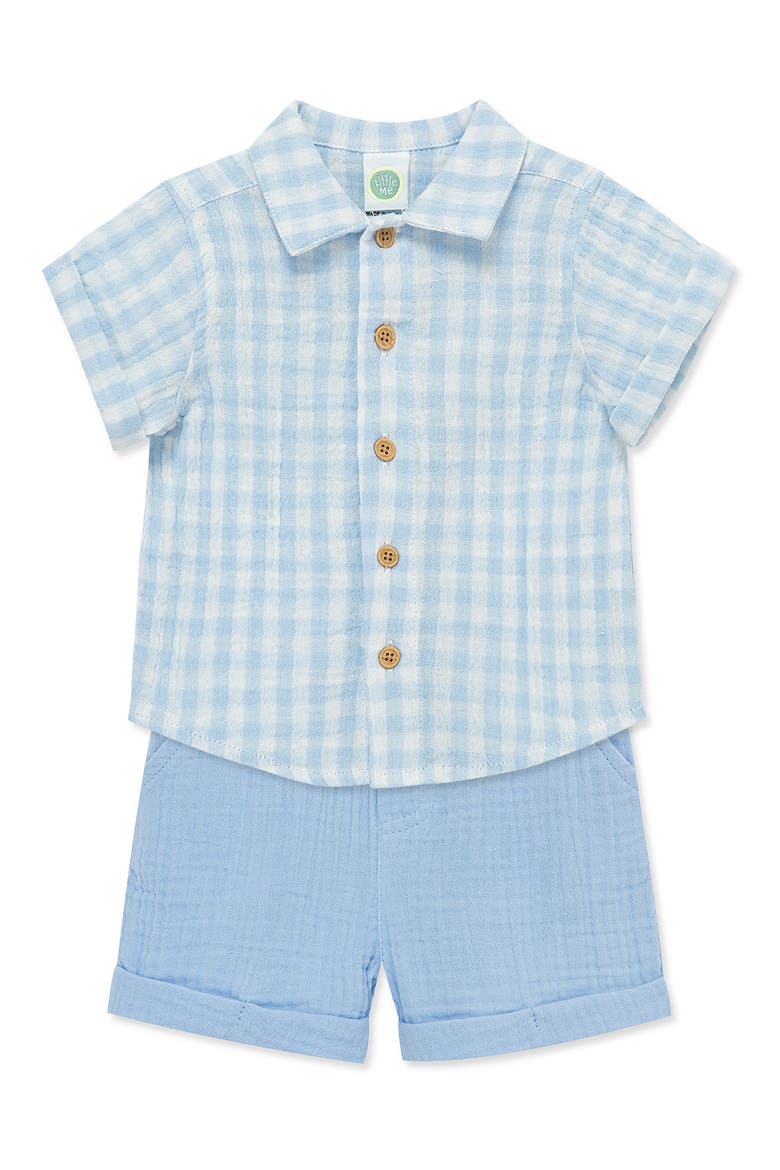 Check Button-Up Shirt & Shorts Set, Alternate, color, BLUE